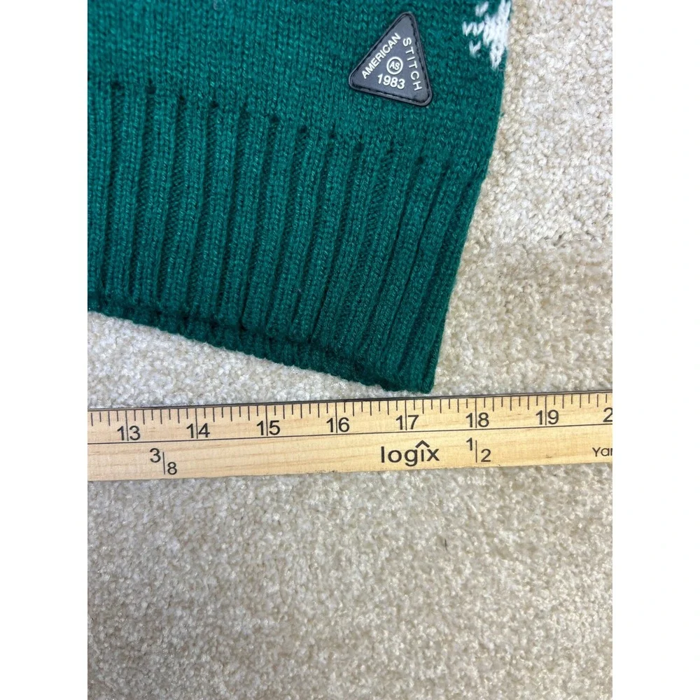American Stitch Mens XL‎ Green Santa Namasleigh Ugly Christmas Sweater